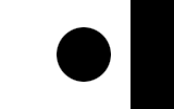 black circle on white
next to black right edge