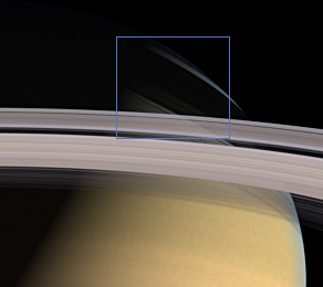 Computer simulation of
Saturn as seen from Cassini