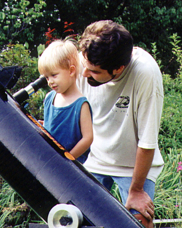 Noah, age 3, and me with the Starhopper